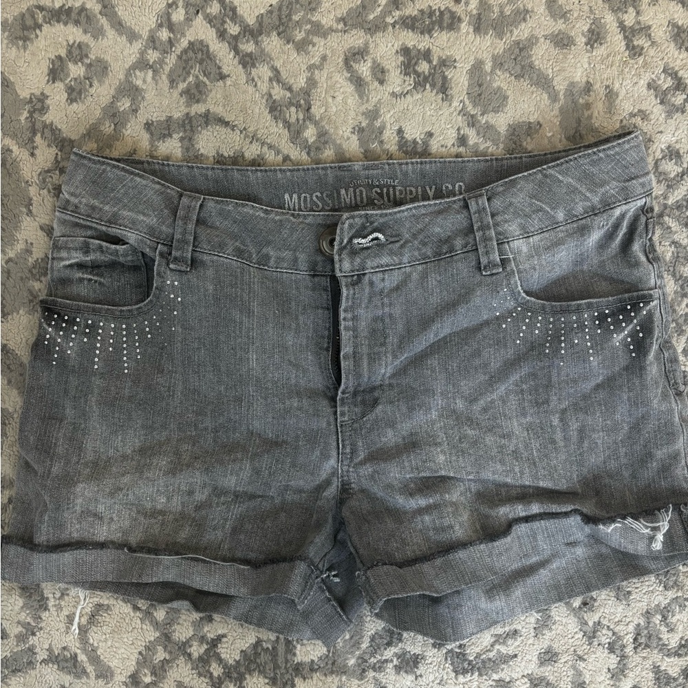 Mossimo Supply Co. Gray Jean Shorts Relaxed Fit Frayed Hem